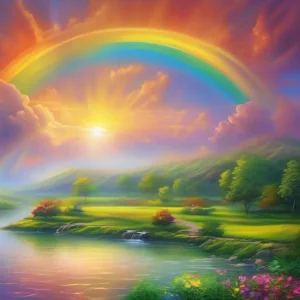 Fantasy Landscape natural scenery rainbow (velvet cloth) AB diamond full round/square diamond painting (Aspect ratio 1:1)
