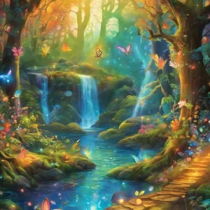 Fantasy Landscape forest stream butterfly (velvet cloth) AB diamond full round/square diamond painting (Aspect ratio 2:3)