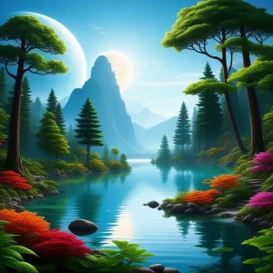 Fantasy Landscape natural scenery (velvet cloth) AB diamond full round/square diamond painting (Aspect ratio 1:1)