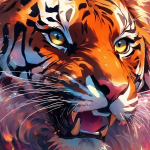Animal tiger (velvet cloth) AB diamond full round/square diamond painting (Aspect ratio 2:3)