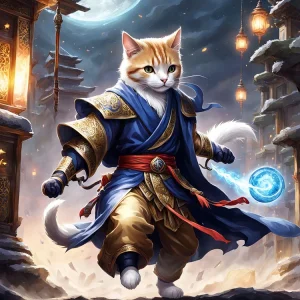 Animal Kung Fu cat (velvet cloth) AB diamond full round/square diamond painting (Aspect ratio 1:1)