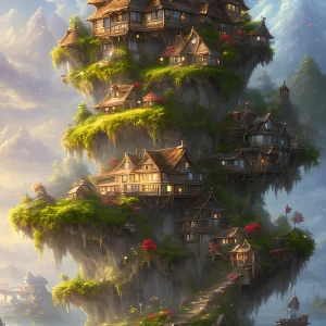 Fantasy Landscape floating island castle (velvet cloth) AB diamond full round/square diamond painting (Aspect ratio 2:3)