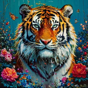 Animal Tiger (velvet cloth) AB diamond full round/square diamond painting (Aspect ratio 1:1)